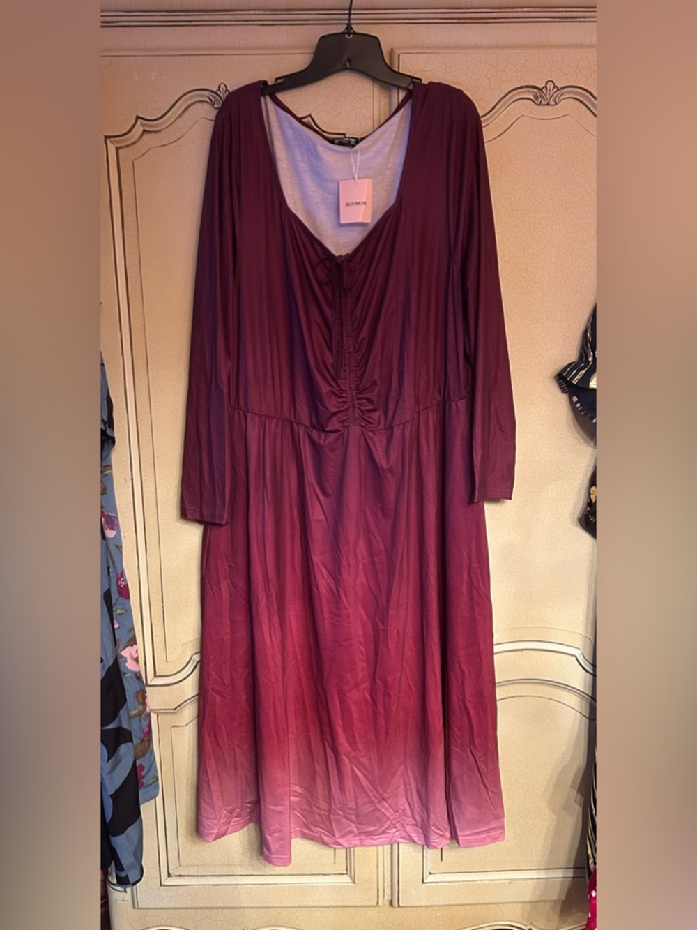 BloomChic Burgundy Ombre Long Sleeve Dress - Picture 8 of 10